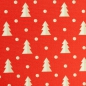 Preview: Baumwolldruck  Noel Tannenbäume naturweiß auf rot 552010