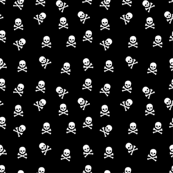 Baumwolle Kim Totenköpfe weiß auf schwarz