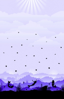 Wild Shadows by lycklig design 100643 Meerjungfrau lila Reststück 100 cm