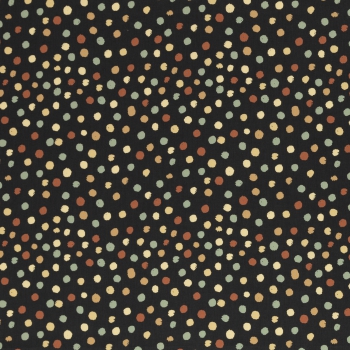 Baumwolldruck  Happy Harvest bunte Tupfen auf schwarz