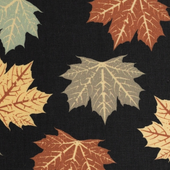 Preview: Baumwolldruck  Happy Harvest Ahornblätter auf schwarz