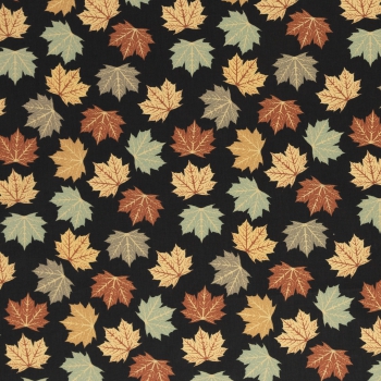 Baumwolldruck  Happy Harvest Ahornblätter auf schwarz