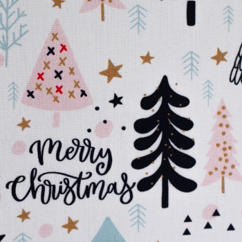 Preview: Baumwolldruck  Noel Merry Christmas weiß 349011