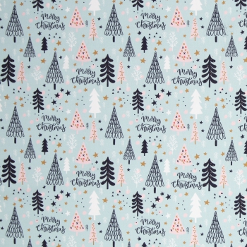 Baumwolldruck  Noel Merry Christmas hellmint 349261