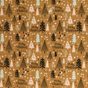 Baumwolldruck  Noel Merry Christmas ocker 349315