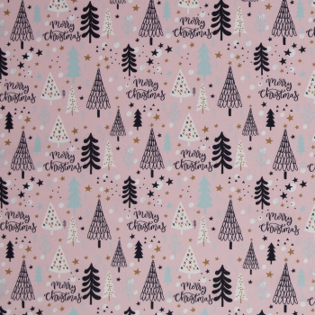 Baumwolldruck  Noel Merry Christmas rosa 349432