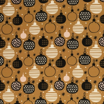 Baumwolldruck  Noel Weihnachtskugeln ocker 359315