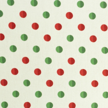 Preview: Baumwolldruck  Noel Tupfen rot/grün auf naturweiß  543010