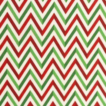 Preview: Baumwolldruck  Noel Chevron rot/naturweiß/grün 545365