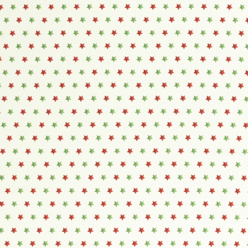 Baumwolldruck  Noel Sterne rot/grün auf naturweiß 547010