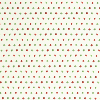 Baumwolldruck  Noel Sterne rot/grün auf naturweiß 547010