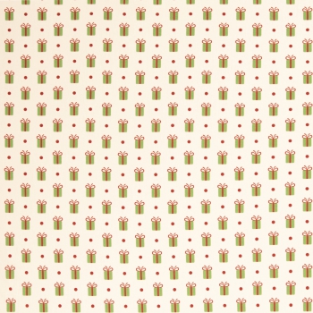 Baumwolldruck  Noel Geschenke/Punkte auf naturweiß 550010