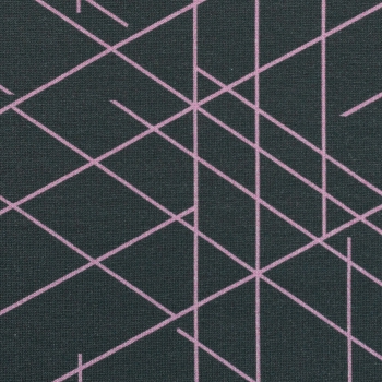 Preview: French Terry Streetstyle by lycklig design Linien rosa auf anthrazit