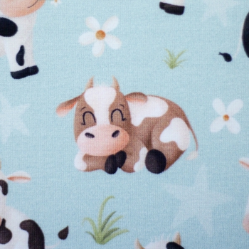 Preview: Jersey Landkind by Mrs Mint Design - Kühe hellblau
