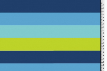 Baumwolljersey Blockstreifen dunkelblau/blau/grün