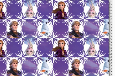 Jersey Frozen 2, Anna und Elsa, Olaf auf lila Quadrat