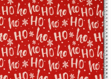 Baumwolle Hohoho beige auf rot