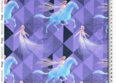 French Terry Eiskönigin Elsa mit Pferd blau