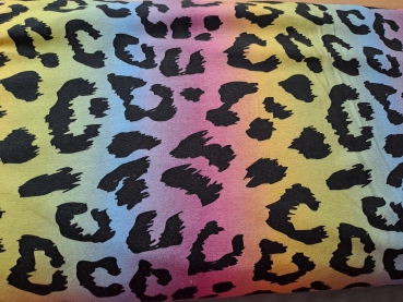 Baumwoll Jersey Regenbogen Leopard