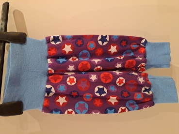 Babyhose, Pumphose Gr. 62 Jersey  Sterne Allover auf lila mit blauem Bund