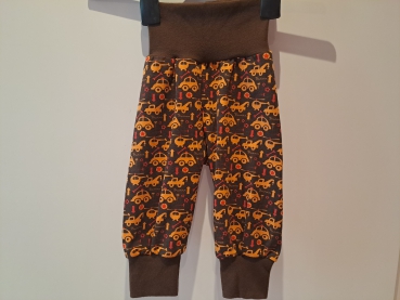Babyhose, Pumphose Gr. 68 Jersey Fahrzeug orange auf braun