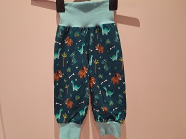 Babyhose, Pumphose Gr. 74 French Terry Dinosaurier petrol