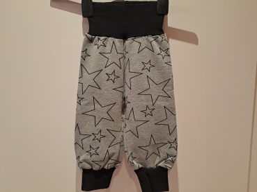 Babyhose, Pumphose Gr. 74 Sweat Sterne auf grau