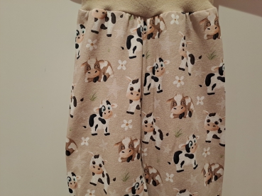 Preview: Babyhose, Pumphose Gr. 80 Jersey, Kühe beige