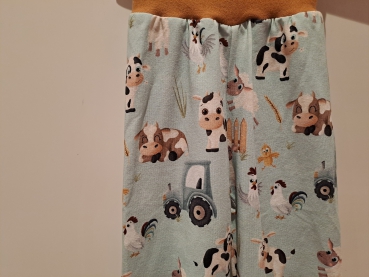Preview: Babyhose, Pumphose Gr. 80 Jersey, Bauernhoftiere hellblau