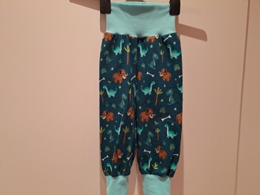 Babyhose, Pumphose Gr. 80 French Terry Dinosaurier petrol
