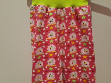 Preview: Babyhose, Pumphose Gr. 80 Jersey, Monster auf pink