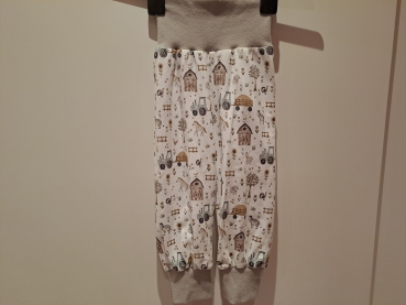 Babyhose, Pumphose Gr. 80 Jersey, Bauernhof auf weiß