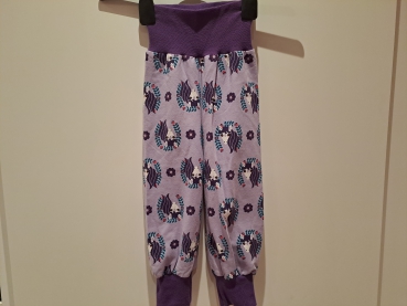 Babyhose, Pumphose Gr. 86  Jersey   Pferde auf lila mit Bund lila