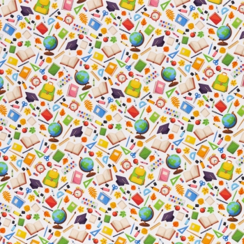 Baumwolle Kim Schulsachen weiß