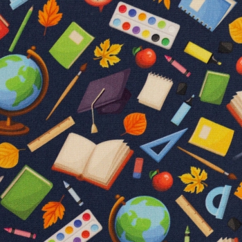 Preview: Baumwolle Kim Schulsachen dunkel