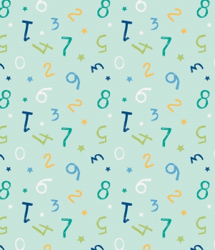 Baumwolldruck Buchstaben auf mint