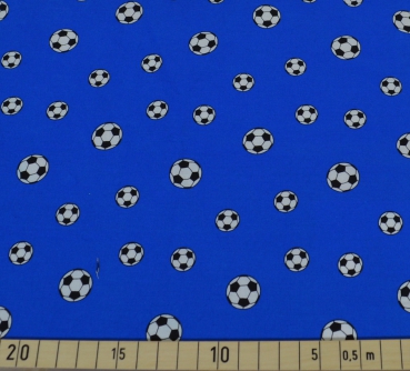 Baumwolldruck Fußbälle auf blau