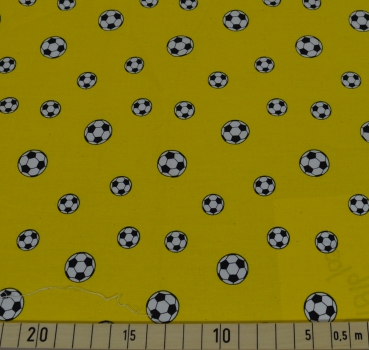 Baumwolldruck Fußbälle auf gelb