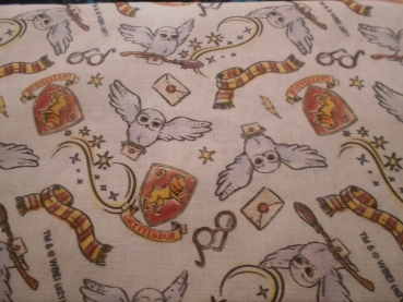Baumwolle Harry Potter Eule / heller Untergrund