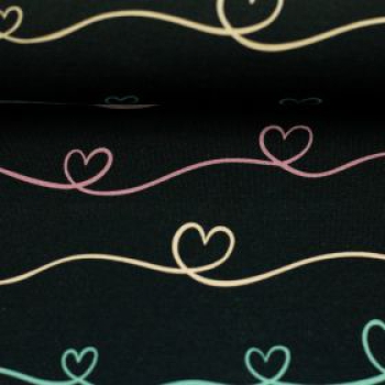Preview: Jersey Scribble Hearts by Mrs. Mint Design bunt/dunkelblau