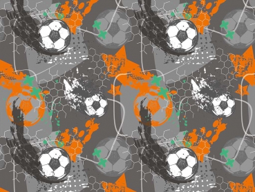 Baumwolljersey Soccer orange/grau