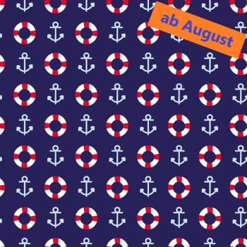 Baumwolldruck maritim Anker und Rettungsring