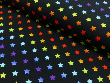 Jersey Druck Coloured Stars auf schwarz