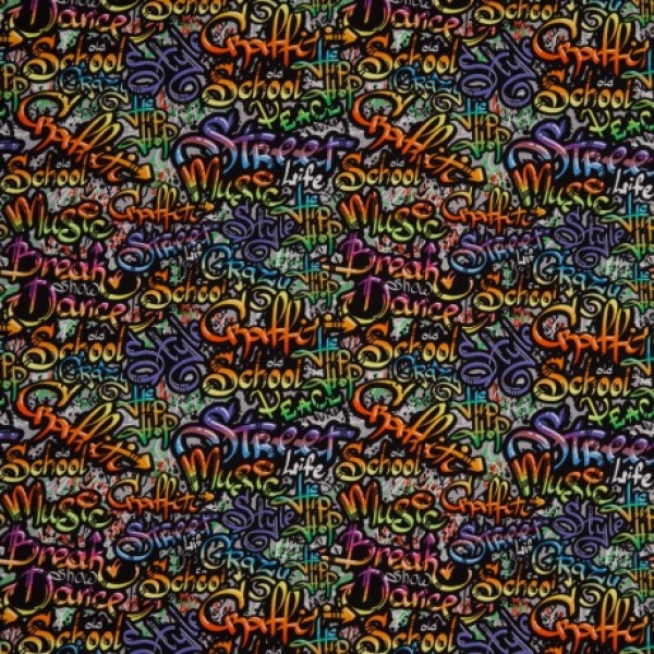 Sommersweat Peggy 311183 bunt/grau Reststück 110 cm