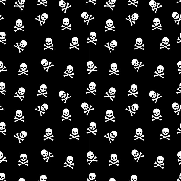 Baumwolle Kim Totenköpfe weiß auf schwarz