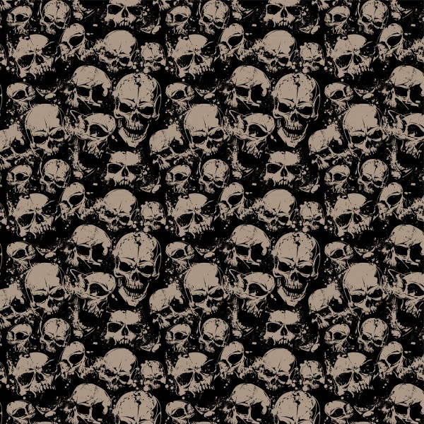 Baumwolle Kim Totenköpfe braun auf schwarz