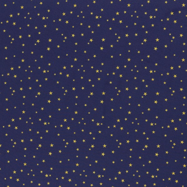 Baumwolle Weihnachten goldene Sterne auf blau 100597