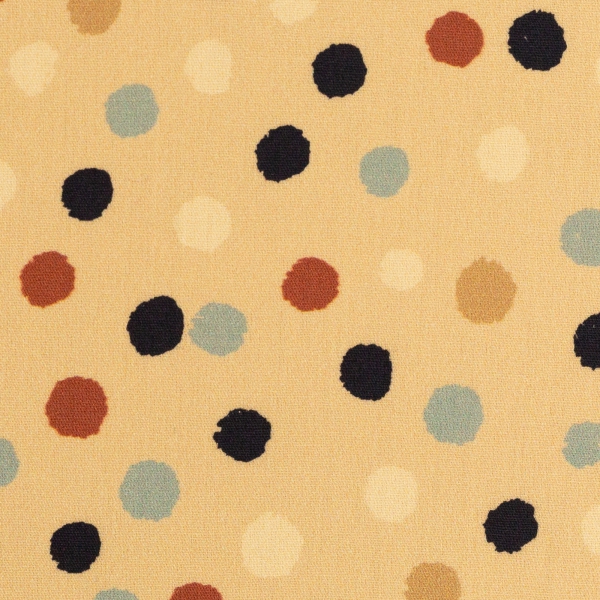 Baumwolldruck  Happy Harvest bunte Tupfen auf gelb