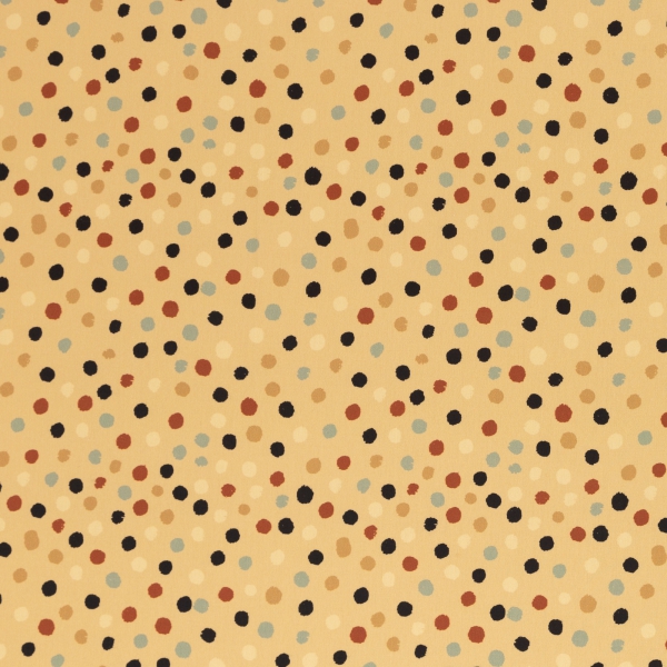 Baumwolldruck  Happy Harvest bunte Tupfen auf gelb