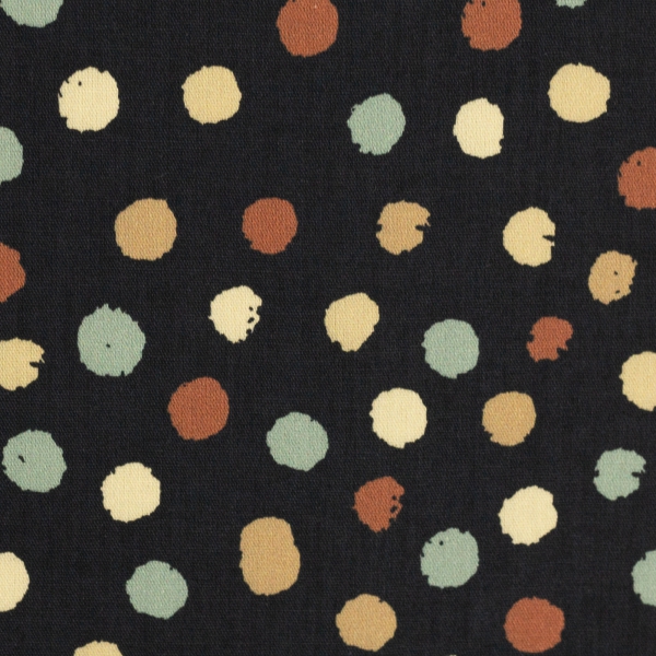 Baumwolldruck  Happy Harvest bunte Tupfen auf schwarz